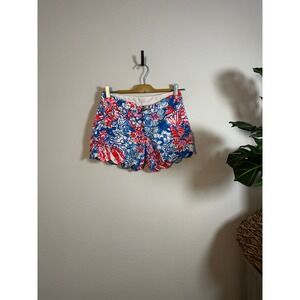 Lilly Pulitzer The Buttercup Short Scalloped Hem Blue Pink Floral Size 00